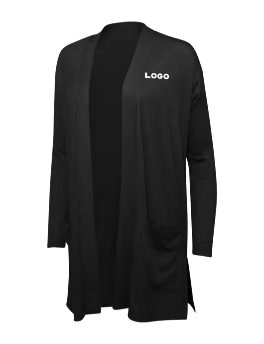 Black Womens Concept Long Pocket Cardigan w/Logo
