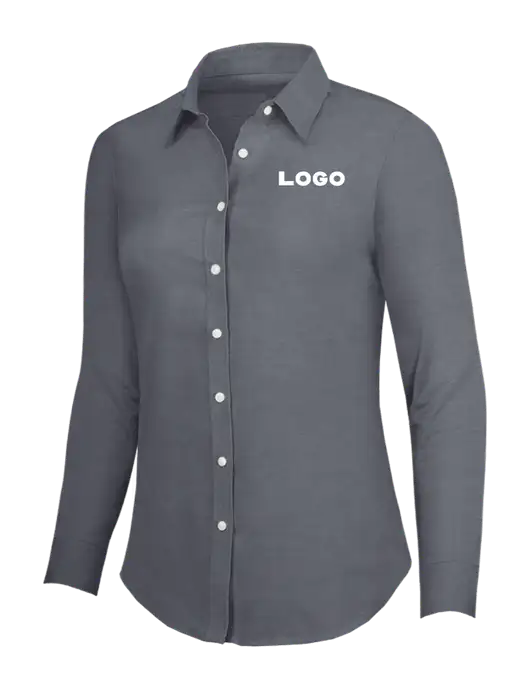 Dark Grey Womens SuperPro Oxford Shirt w/Logo