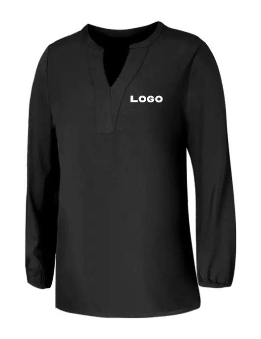 Mercer+Mettle Womens Deep Black Stretch Crepe 3/4 Sleeve Blouse w/Logo