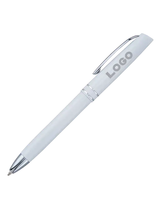 White Anguilla Black Ink Pen w/Logo