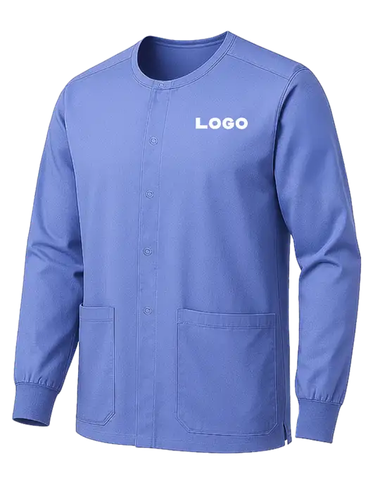 Wink Ceil Blue Unisex WorkFlex Snap-Front Scrub Jacket w/Logo