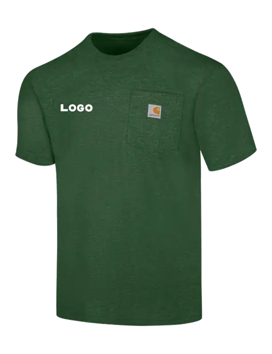 Carhartt Loose Fit Workwear Dark Green Heather Short Sleeve Pocket T-Shirt w/Logo