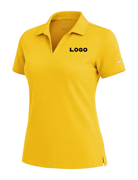 NIKE Yellow Gold Womens Dri-Fit Micro Pique Polo w/Logo