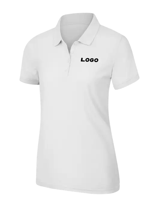 White Womens Core Classic Pique Polo w/Logo
