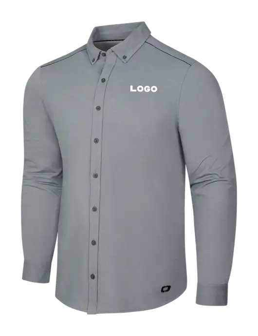 OGIO Medium Grey Heather Modern Code Stretch Button-Up Shirt w/Logo