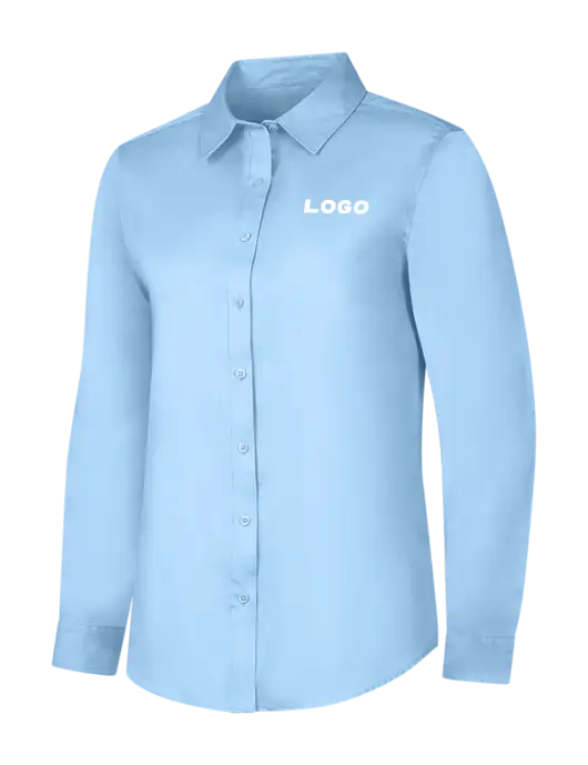 Womens Light Blue Long Sleeve Superpro React Twill Shirt w/Logo