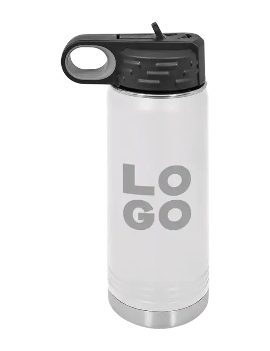 Polar Camel 20 oz Powder Coated White Vacuum Insulated Water Bottle w/Logo