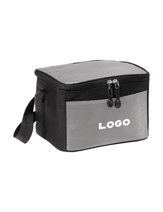 6 Can Grey/Black Cube Cooler w/Logo