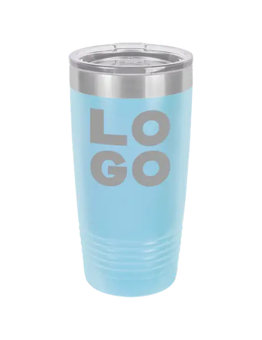 Polar Camel 20 oz Powder Coated Light Blue Vacuum Insulated Tumbler w/Logo