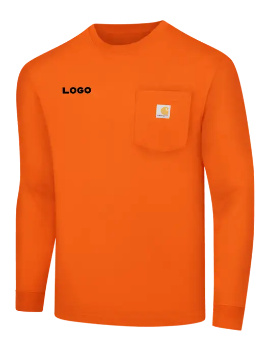 Carhartt Orange Workwear Pocket Long Sleeve T-Shirt w/Logo