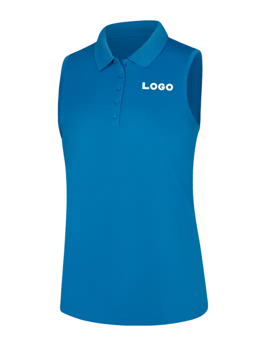 Womens Light Royal Dry Zone UV Micro-Mesh Sleeveless Polo w/Logo