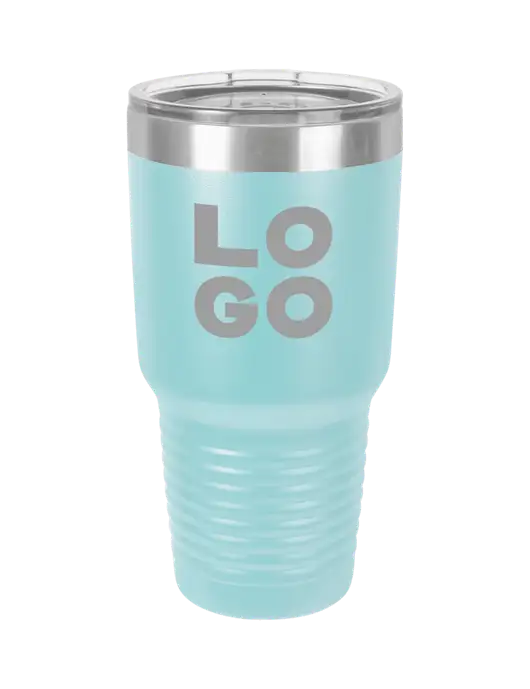 Polar Camel 30 oz Powder Coated Light Blue Vacuum Insulated Tumbler w/Logo
