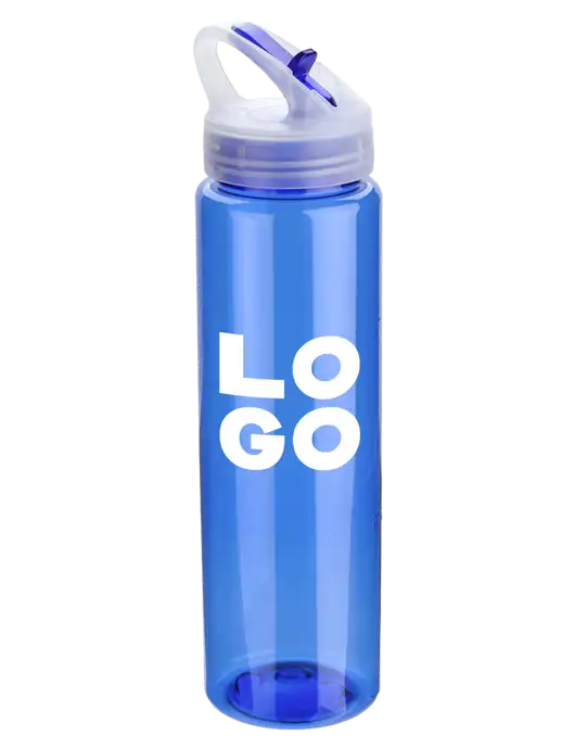 Buddy Blue 32 oz PET Bottle with Flip Lid w/Logo