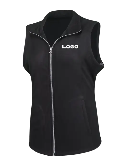 Black Womens Microfleece Vest w/Logo