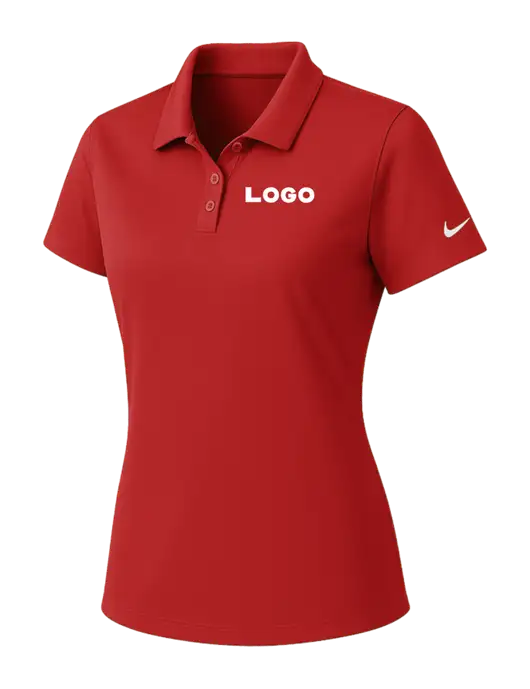 Nike Womens Red Dry Essential Solid Polo w/Logo