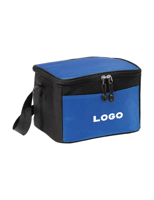 6 Can Twilight Blue/Black Cube Cooler w/Logo