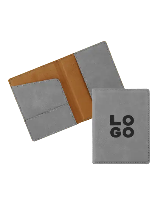 Grey Leatherette Passport Holder w/Logo