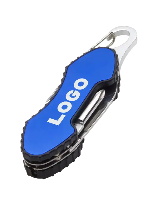 Blue 6 in 1 Tool with Carabiner w/Logo