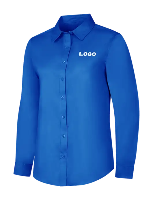 Womens Long Sleeve Royal Blue Superpro React Twill Shirt w/Logo