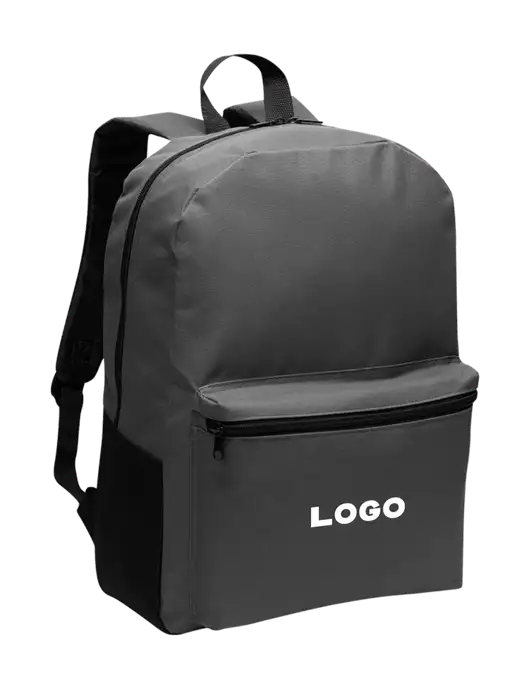 Casual Dark Charcoal Lightweight Laptop Backpack w/Logo