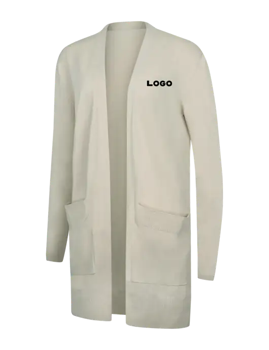 Mercer+Mettle Womens Ivory Open Front Cardigan Sweater w/Logo