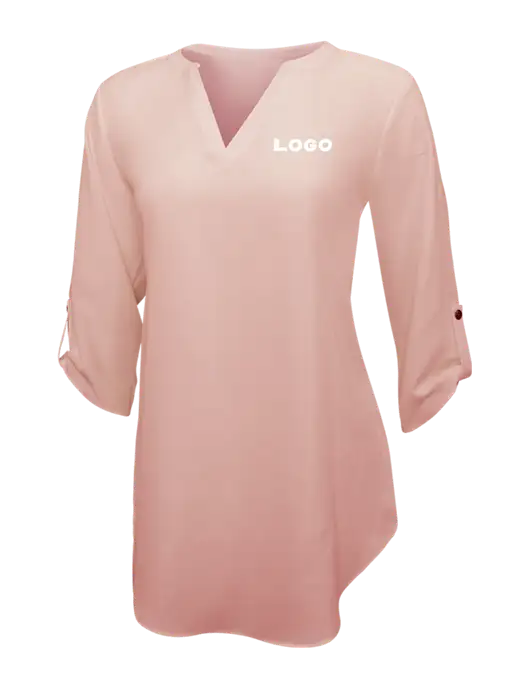 Light Coral Womens 3/4 Sleeve Tunic Blouse w/Logo