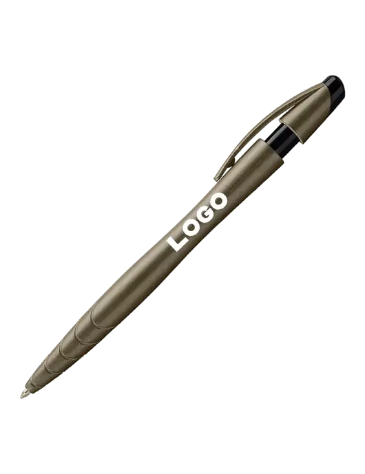 Awali Grey Metallic Pen - Black Ink w/Logo