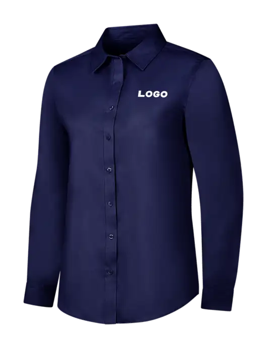 Navy Womens Long Sleeve Superpro React Twill Shirt w/Logo