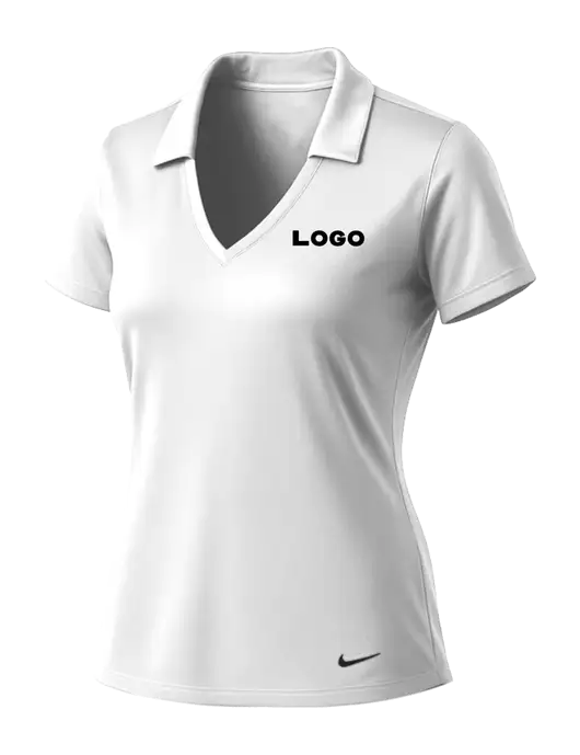 NIKE White Womens Dri-Fit Vertical Mesh Polo w/Logo