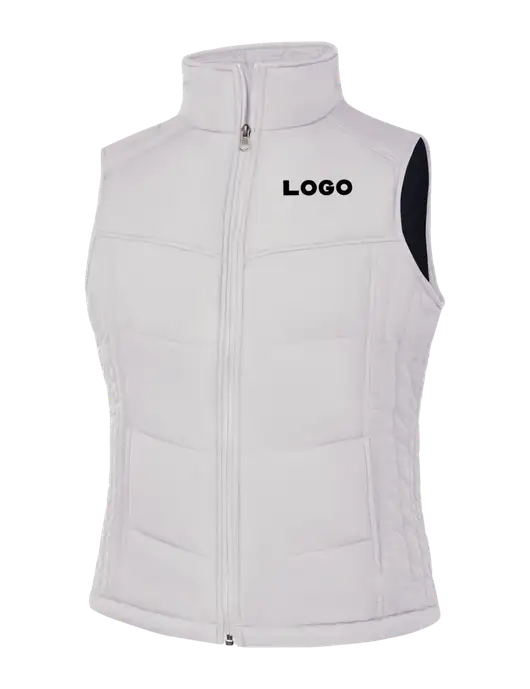 Womens White/Dark Slate Puffy Vest w/Logo