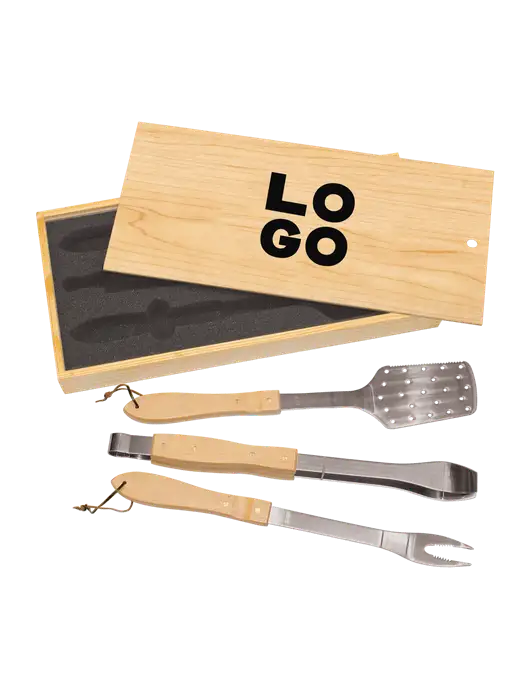 Wood BBQ Gift Set w/Logo