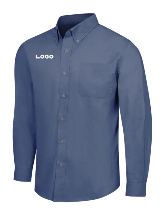 Light Navy Crosshatch Easy Care Shirt w/Logo