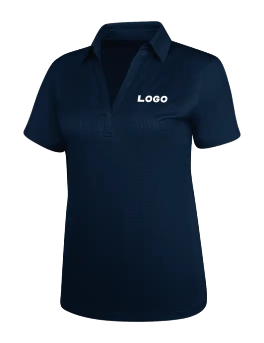 Navy Womens Performance Fine Jacquard Polo w/Logo