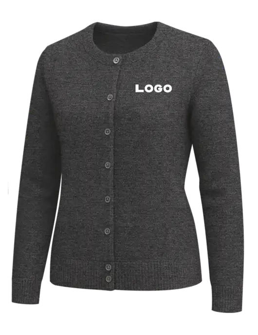 Brooks Brothers Womens Dark Grey Heather Washable Merino Cardigan Sweater w/Logo