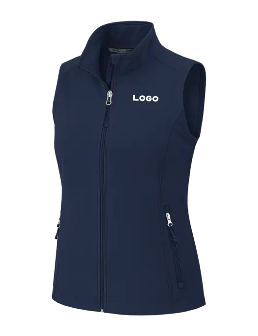 Navy Womens Core Soft Shell Vest w/Logo