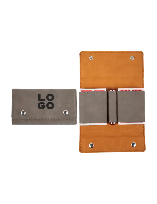Grey Leatherette Card & Dice Set w/Logo