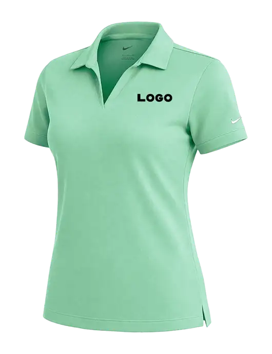 NIKE Very Light Green Womens Dri-Fit Micro Pique Polo w/Logo