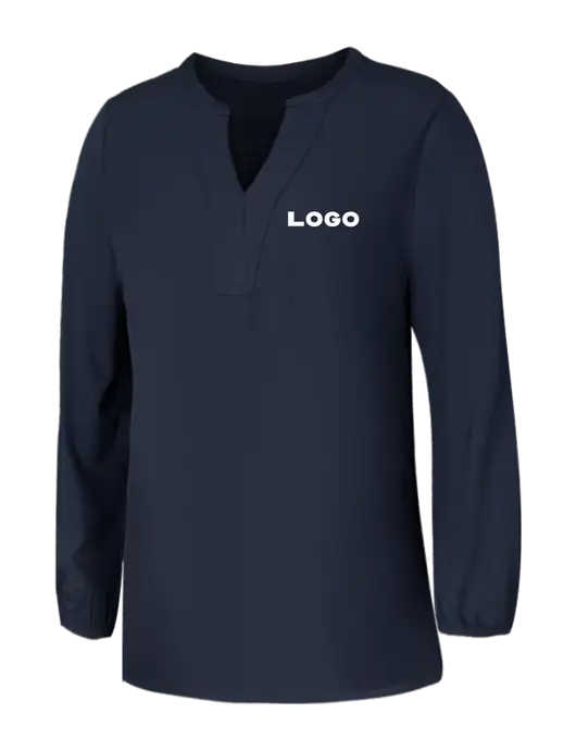 Mercer+Mettle Womens Navy Stretch Crepe 3/4 Sleeve Blouse w/Logo