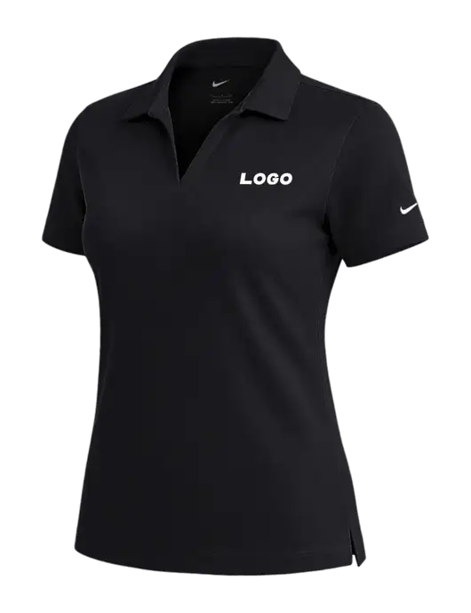 NIKE Black Womens Dri-Fit Micro Pique Polo w/Logo