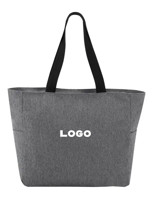 Everyday Heather Grey Zip Tote  w/Logo