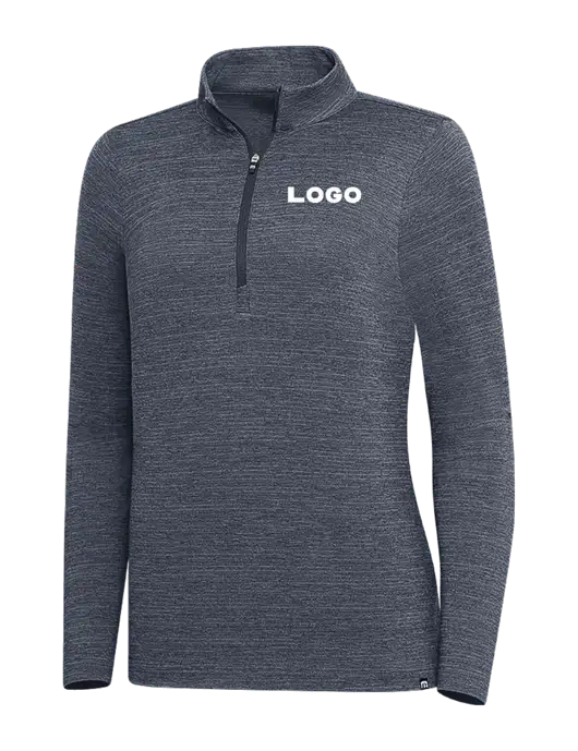 TravisMathew Navy Heather Womens Crestview 1/4 Zip w/Logo