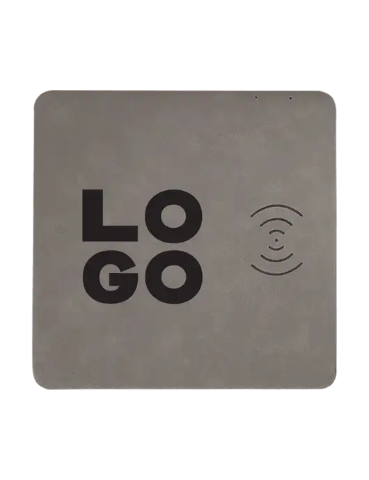 Grey Laserable Leatherette Phone Charging Mat w/Logo