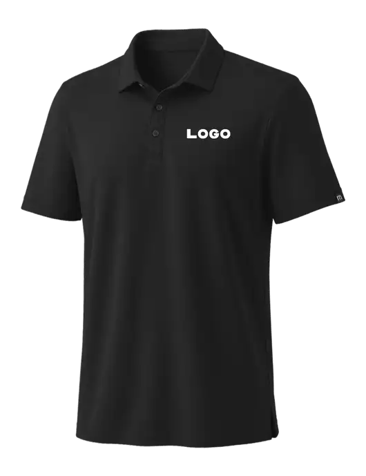 TravisMathew Black Coto Performance Polo w/Logo