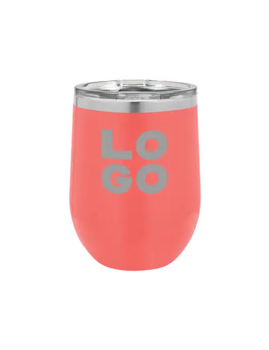 Polar Camel 12 oz Powder Coated Coral Vacuum Insulated Stemless Wine Tumbler w/Logo