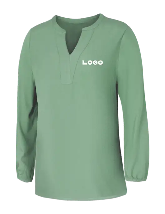 Mercer+Mettle Womens Sage Green Stretch Crepe 3/4 Sleeve Blouse w/Logo