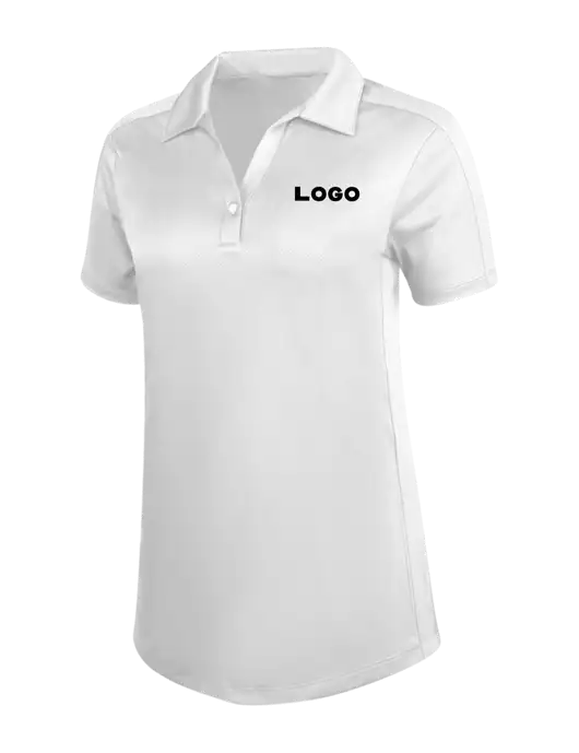 Womens White Diamond Jacquard Polo w/Logo