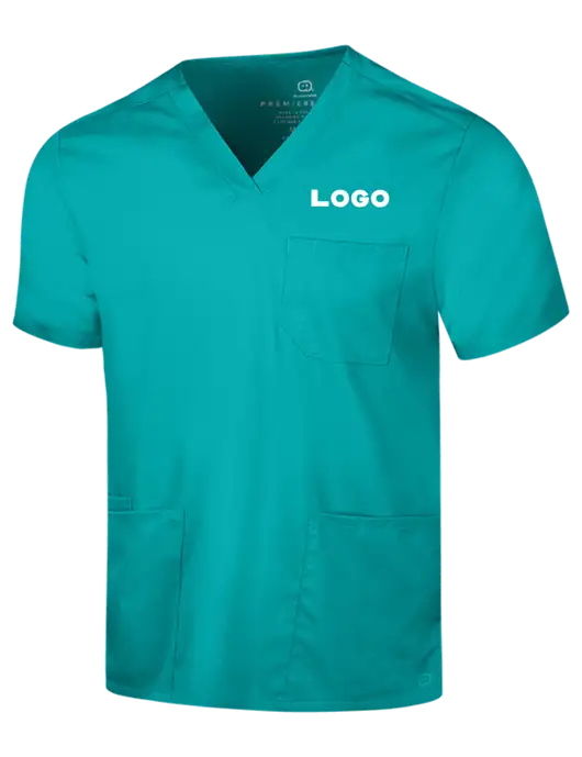 Wink Teal Blue Mens Premiere Flex V-Neck Top w/Logo