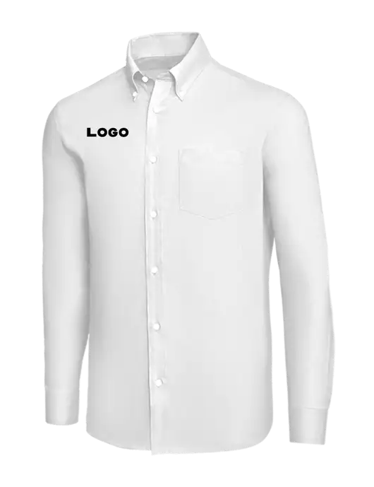 Brooks Brothers White Wrinkle-Free Stretch Nailhead Shirt w/Logo