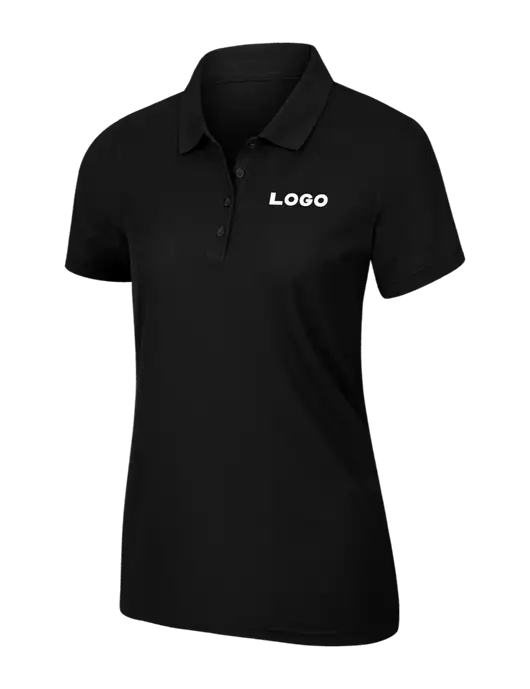 Womens Black Core Classic Pique Polo w/Logo
