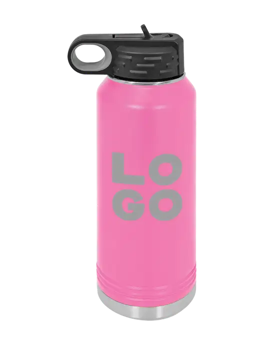Polar Camel 32 oz Powder Coated Pink Vacuum Insulated Water Bottle w/Logo